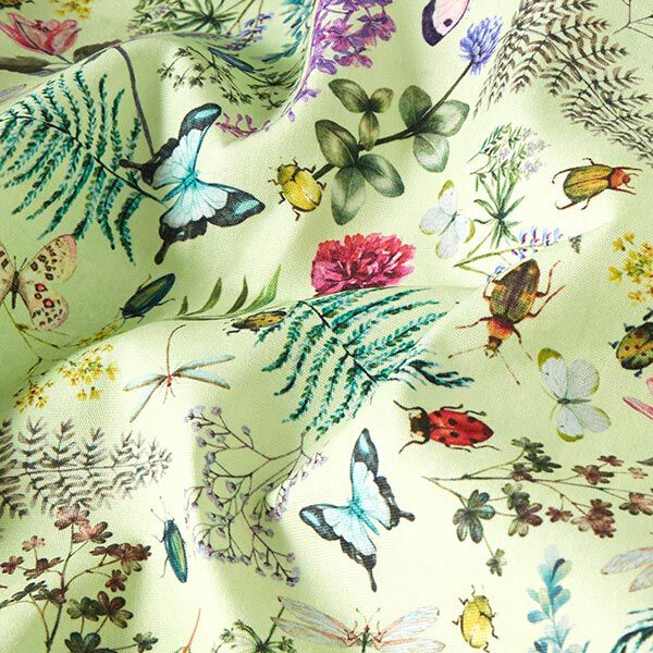 Outdoorstof Canvas wilde bloemen & insecten – pastelgroen,  image number 2