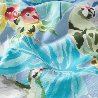 Outdoorstof Canvas Tropische vogels – lichtblauw/turkoois, 