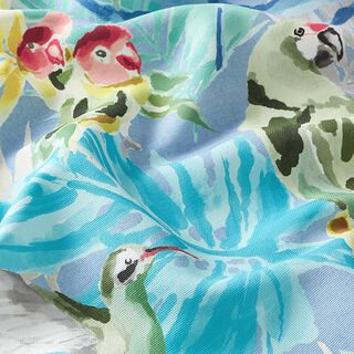 Outdoorstof Canvas Tropische vogels – lichtblauw/turkoois, 