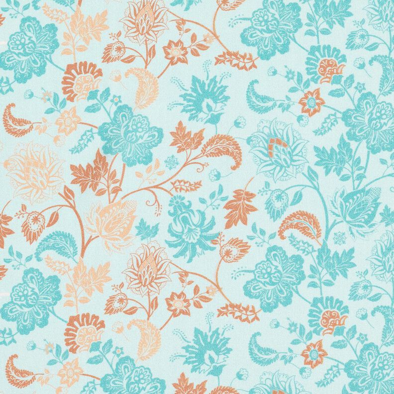 Viscose Voile Paisley bloemenrandontwerp – blauw, image number 5