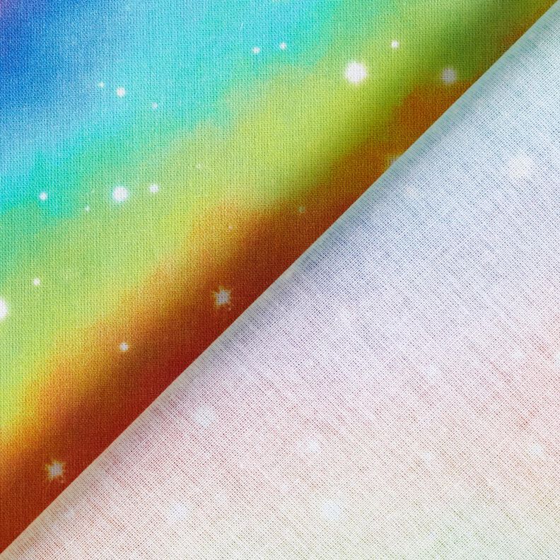 Katoenpopeline Regenboog sterrenstof Digitaal printen – koningsblauw/kleurenmix,  image number 4