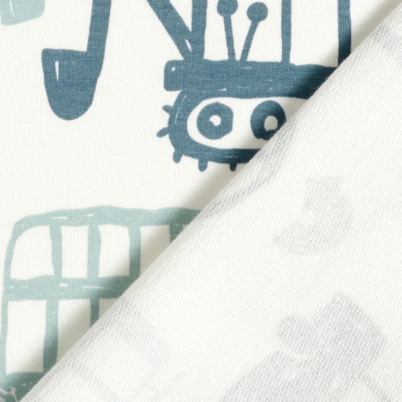 French Terry sommersweat Getekende voertuigen &ndash; wit/blauw,  image number 4