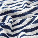 Breistof glitterstrepen met pailletten – ecru/marineblauw, 