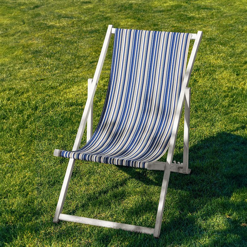 Outdoor Ligstoel stof Lengtestrepen 44 cm – indigo/beige,  image number 4