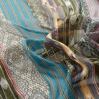 Chiffon met glanzende strepen ornamenten – groen, 