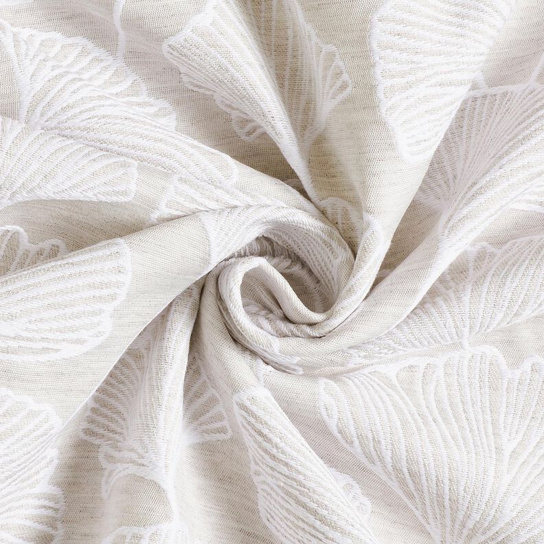 Decostof Jacquard grote ginkgo &ndash; nevelgrijs/ivoor,  image number 3