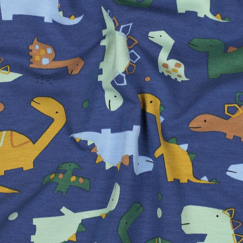 Sommersweat Dino's | Poppy Fabrics – indigo/lichtblauw,  image number 2