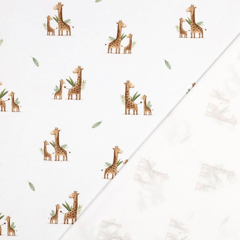 GOTS Katoenjersey Familie giraffen Digitaal printen | Poppy Fabrics – wit/lichtbruin,  image number 3