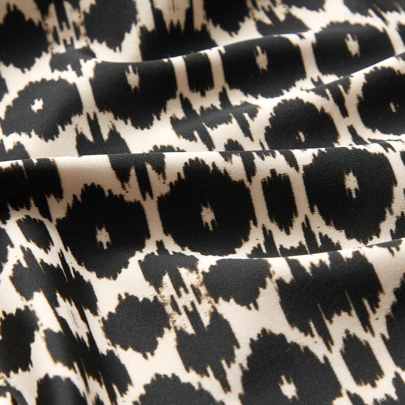 Badpakstof abstracte luipaardprint – zwart/cashew,  image number 2