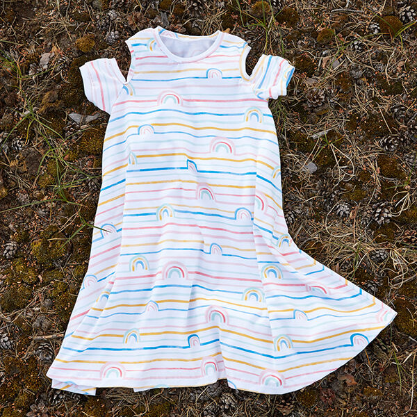 GOTS Katoenjersey Aquarel regenboog | Tula – wit, image number 8