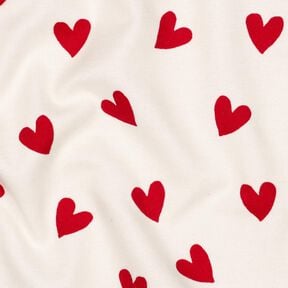 Katoenflanel Harten | Poppy Fabrics – ivoor/karmijnrood, 