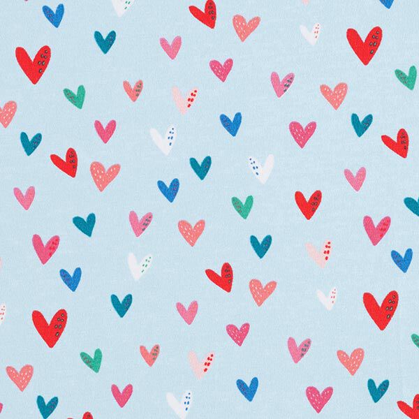 Katoenjersey Lieve hartjes | STENZO – babyblauw, image number 1