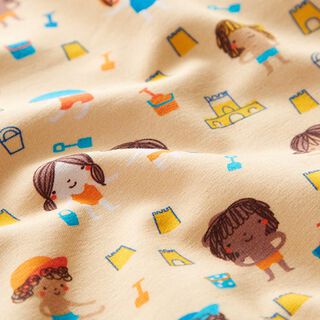 Katoenjersey Kinderen op het strand | PETIT CITRON – geel, 