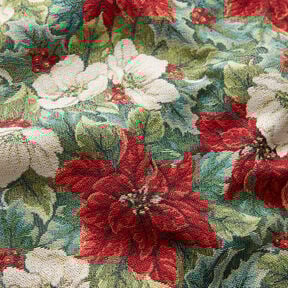 Decostof Gobelin Tweekleurige kerststerren – lichtbeige/rood, 