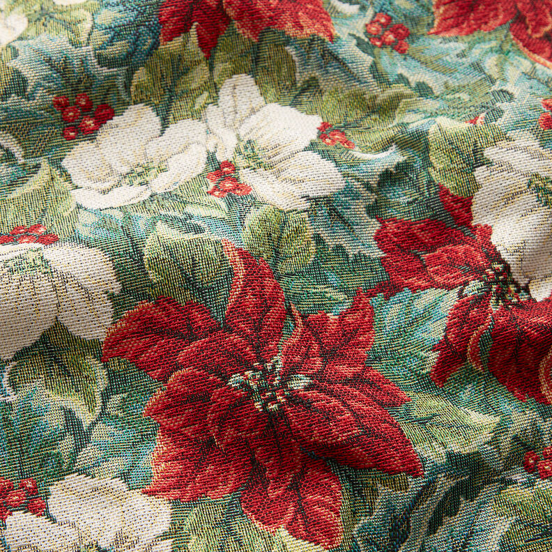 Decostof Gobelin Tweekleurige kerststerren – lichtbeige/rood, image number 2