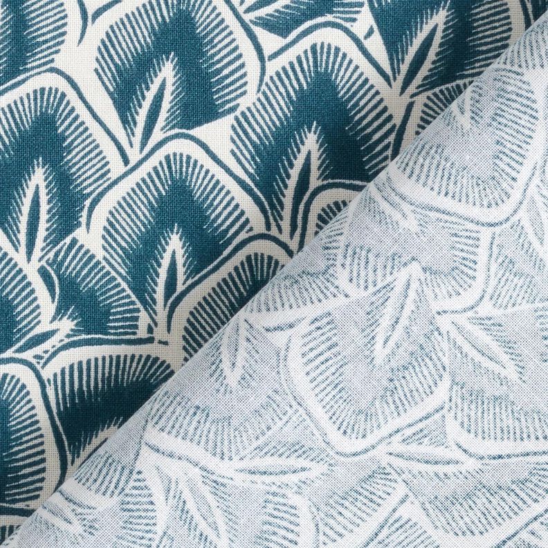 Katoenen stof Cretonne Abstracte bladeren – oceaanblauw/ivoor, image number 4