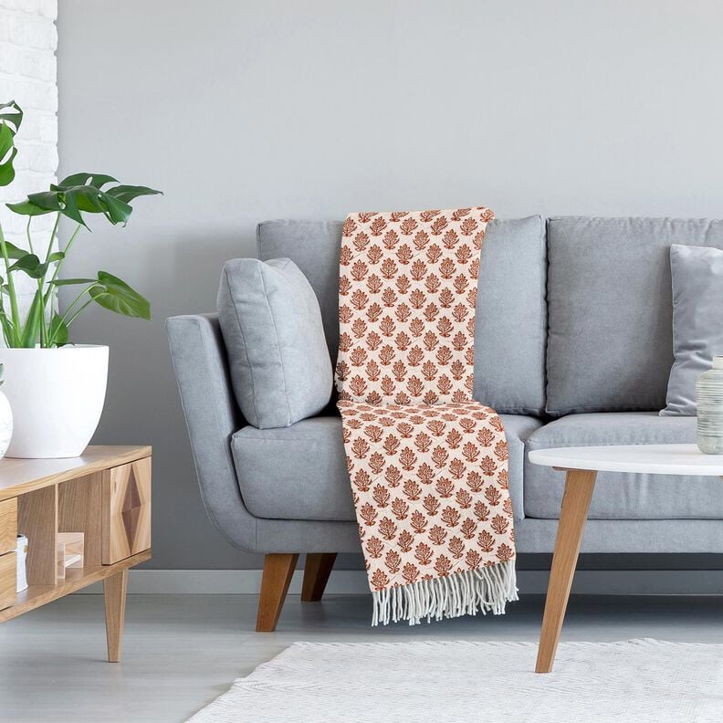 Doorgestikte stof Mousseline Wijnstokken en bloemen – bruin/nachtblauw,  image number 5