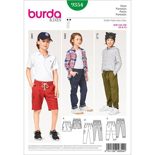 kinderbroek | short, Burda 9354 | 116 - 158, image number 1