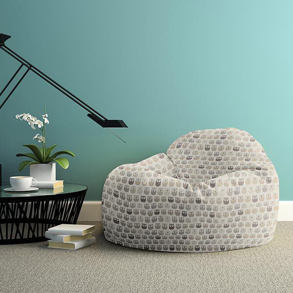 Katoenen stof cretonne
uil – creme/grijs, image number 7