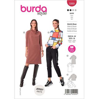 Jurk/Blouse met opstaande kraag | Burda 5989 | 34-44, 