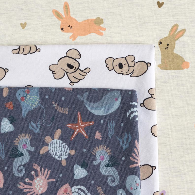 Katoenjersey schattige zeedieren Digitaal printen | Poppy Fabrics – nachtblauw,  image number 5