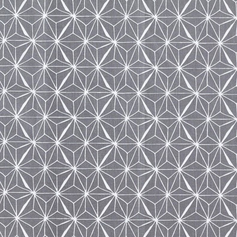 Gecoate katoen grafische sterren – grijs/wit,  image number 1