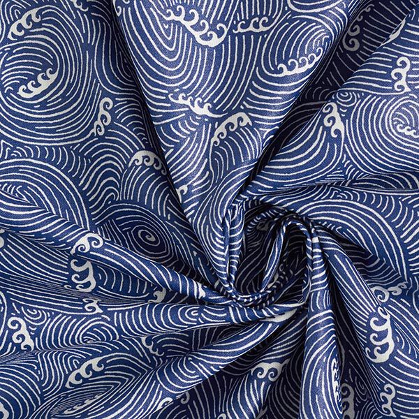 Gecoat katoen Golvenmotief – marineblauw, image number 3