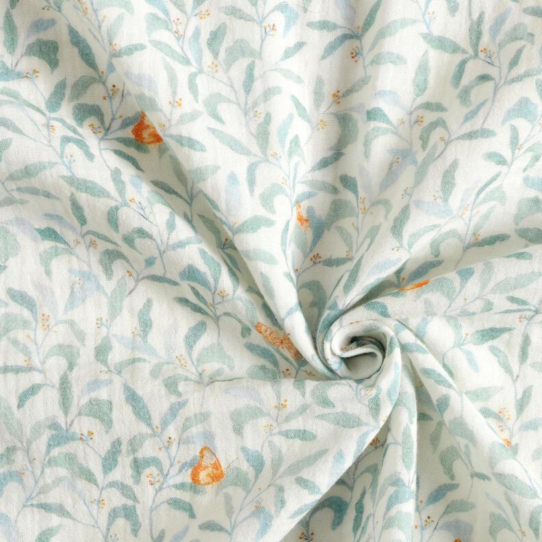 Mousseline/dubbel gehaakte stoffen Weide met vlinders Digitaal printen | Poppy Fabrics – ivoor,  image number 3