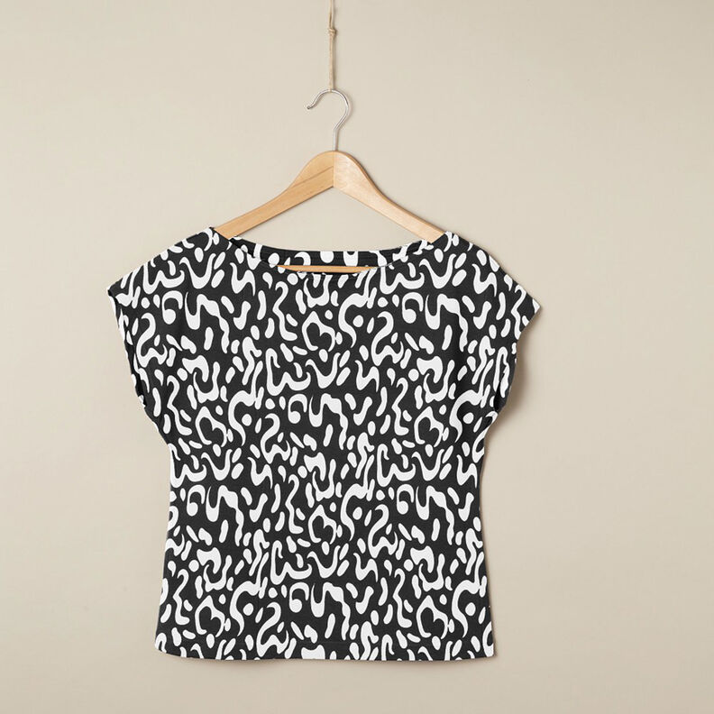 Viscose jersey abstract luipaardpatroon – zwart/wit,  image number 6