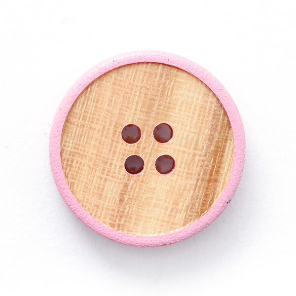 Houten knoop 4-gats  – beige/roze,  image number 1