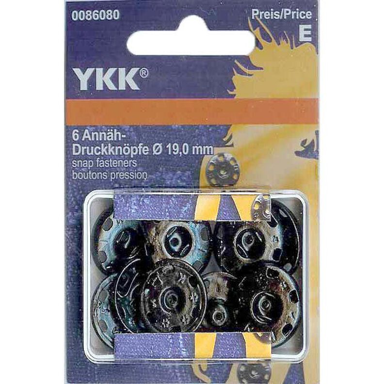 Aannaaidrukknoop metaal 1 – zwart | YKK,  image number 1