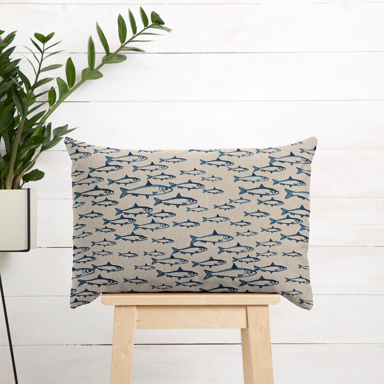 Decostof Half panama School vissen – natuur/marineblauw,  image number 6