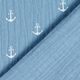 Mousseline/dubbel gehaakt stoffen anker – duifblauw/wit,  thumbnail number 4