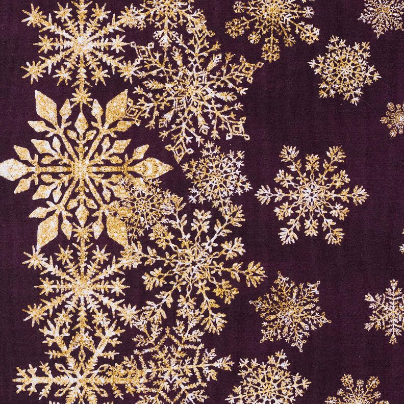 French Terry sommersweat IJsbloemen Borduurstof | Glitzerpüppi – aubergine/oud goud, image number 5