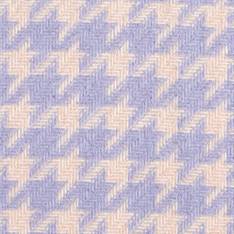Mantelstof grof geweven pied-de-poule – beige/lila, image number 1