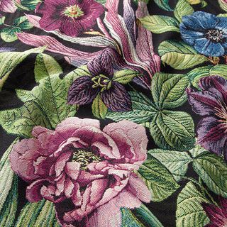 Decostof Gobelin Bloemen – zwart, 