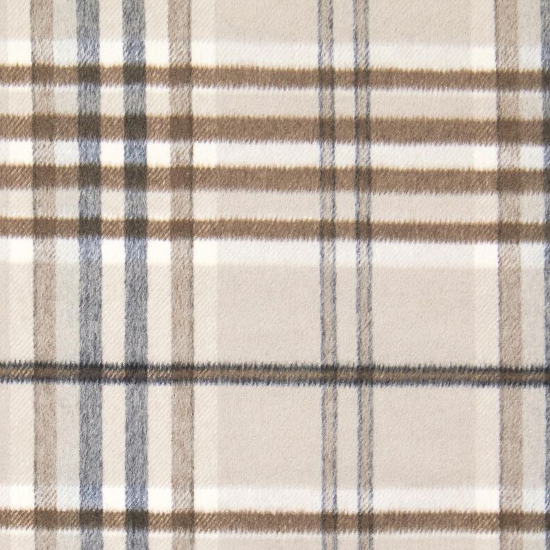 Mantelstof Wolmix Ruwe ruiten – licht taupe/mocca, image number 2