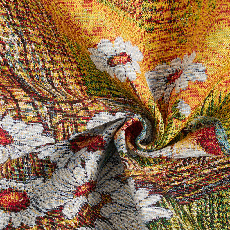 Decopaneel Gobelin Paar vogels – karmijnrood/lichtbeige,  image number 3