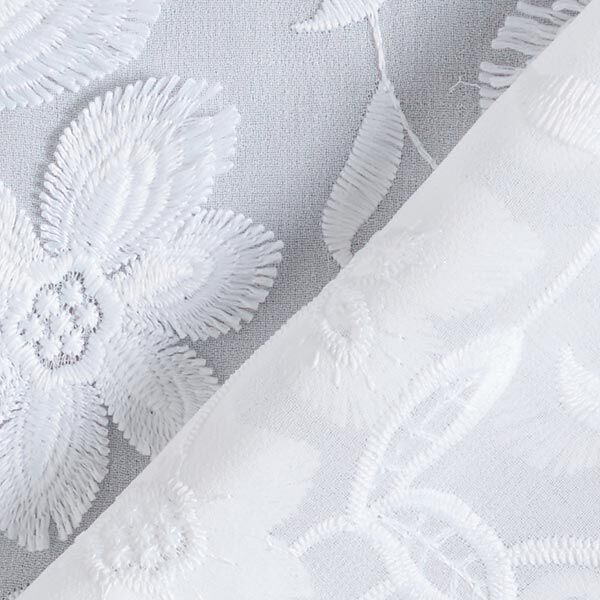 Chiffon 3D-bloemenborduursel – wit, image number 4