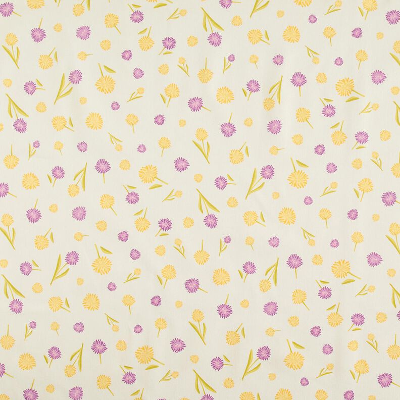 Decostof Half panama kleine lentebloemen – ecru/vanillegeel, image number 1