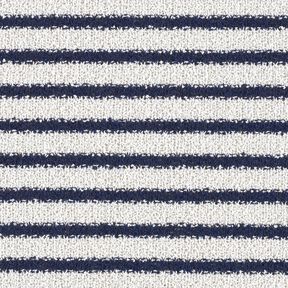 Gebreide bouclé strepen en glitters – wit/marineblauw, 