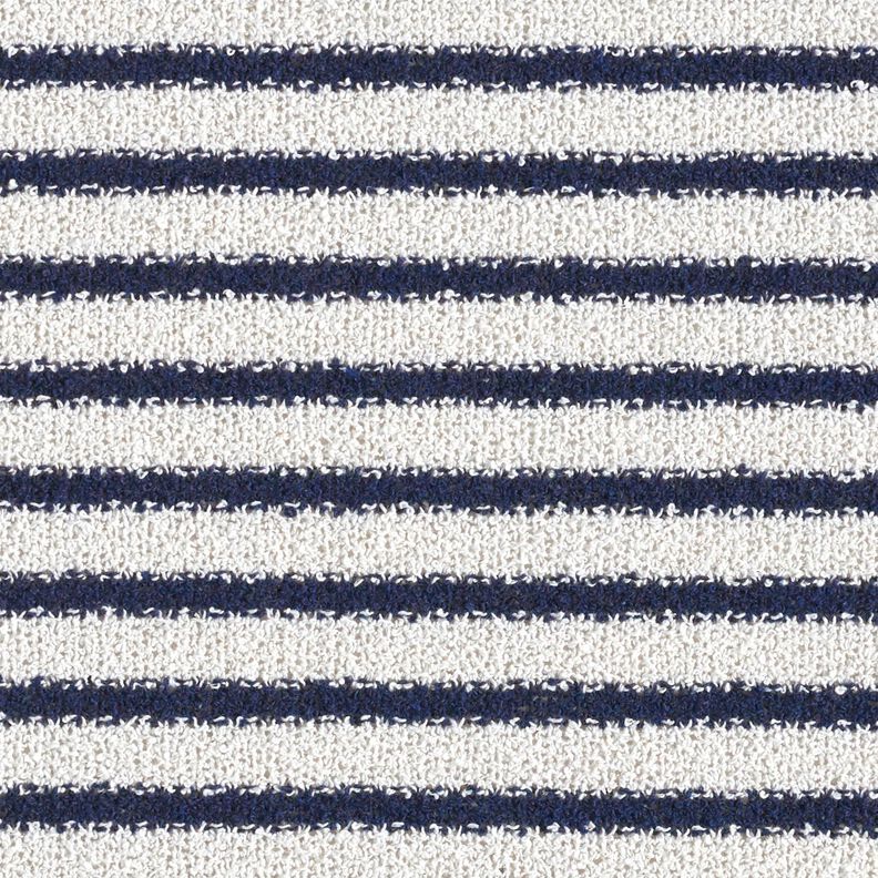 Gebreide bouclé strepen en glitters – wit/marineblauw, image number 1