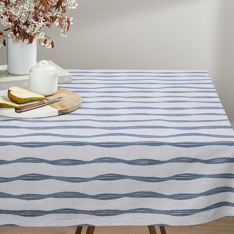 Decostof Half panama Golvende strepen – blauw,  image number 7