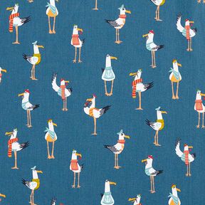 Katoenen stof cretonne meeuwen – marineblauw, 
