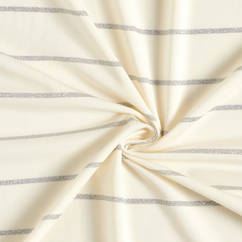 Jersey brede glitterstrepen – wit/zilver metallic, image number 4