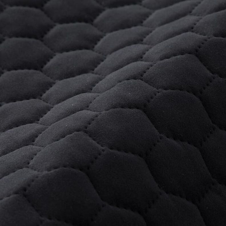 Bekledingsstof doorgestikte fluwelen honingraten – zwart,  image number 2