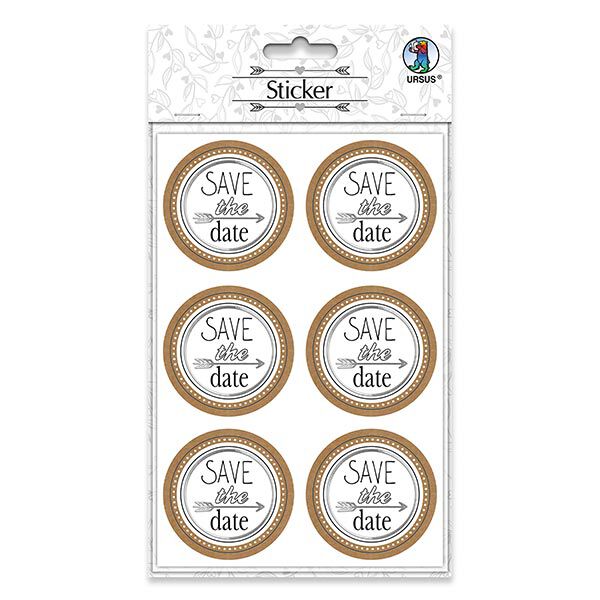 Stickerset huwelijk Save the Date Ø 4,8 cm [ 24 Stuk ] – ecru/beige,  image number 2