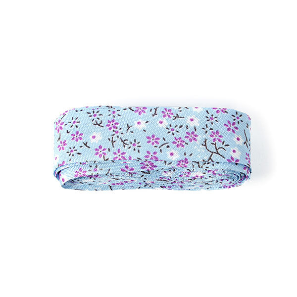 3 m schuine band Kleine bloemetjes 2 – lichtblauw, image number 1