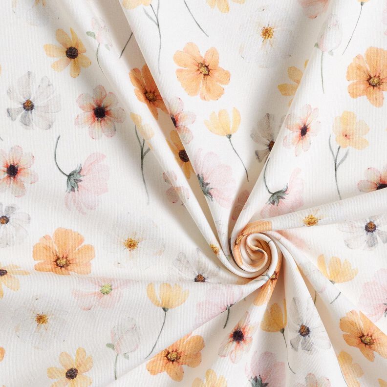 GOTS Katoenjersey Bloemenweide Digitaal printen – beige, image number 3