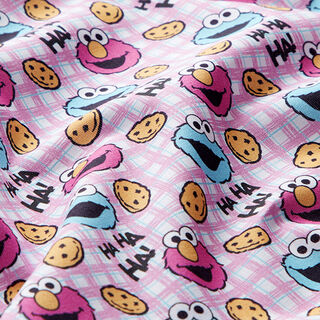 Katoenpopeline Licentiestof Koekjesmonster en Elmo | Sesame Workshop – ecru/roze, 